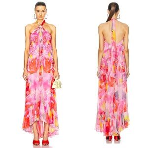HEMANT & NANDITA Pink and Orange Floral Maxi Dress